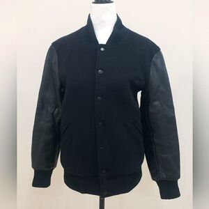 Aritzia TNA Wool Bomber Style Varsity/Letterman Jacket Faux Leather Sleeves